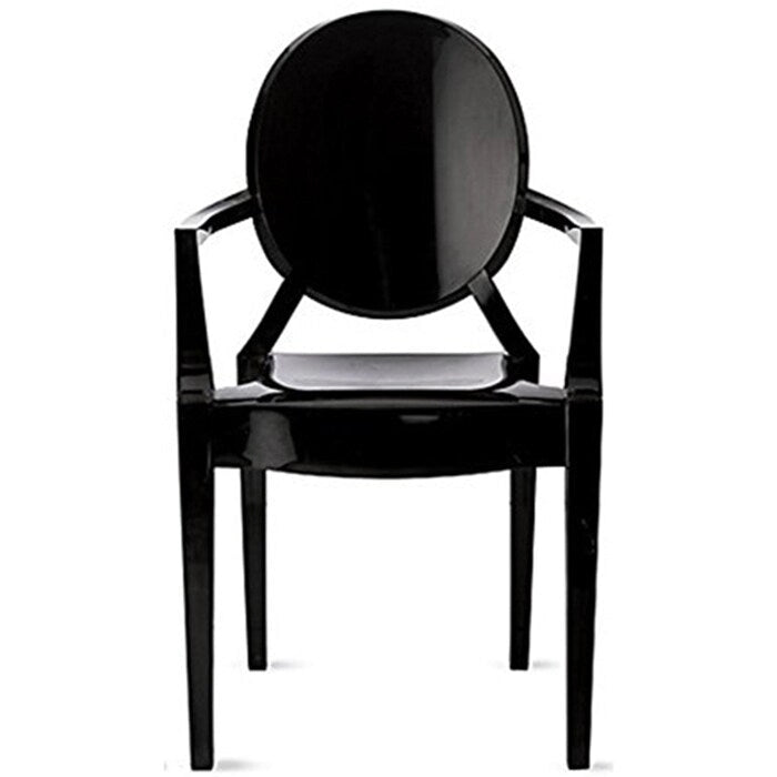Lot de 2 chaises empilables en lucite transparentes pour cuisine, terrasse, salle à manger, salon, chambre, fête, avec dossier ovale, bureau