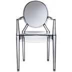Lot de 2 chaises empilables en lucite transparentes pour cuisine, terrasse, salle à manger, salon, chambre, fête, avec dossier ovale, bureau
