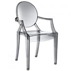 Lot de 2 chaises empilables en lucite transparentes pour cuisine, terrasse, salle à manger, salon, chambre, fête, avec dossier ovale, bureau