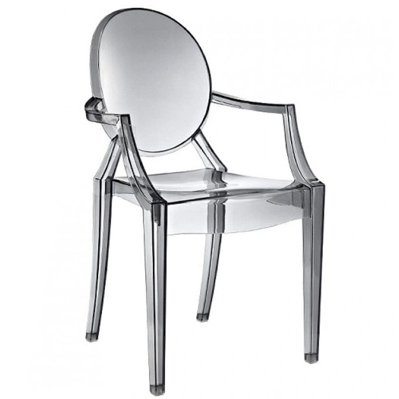 Lot de 2 chaises empilables en lucite transparentes pour cuisine, terrasse, salle à manger, salon, chambre, fête, avec dossier ovale, bureau