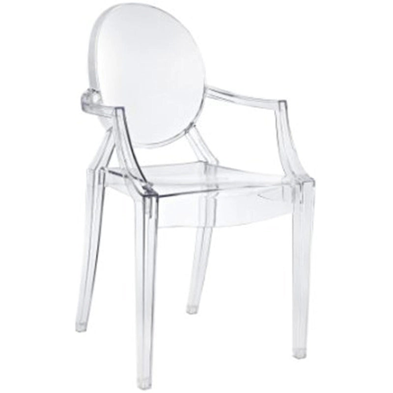 Lot de 2 chaises empilables en lucite transparentes pour cuisine, terrasse, salle à manger, salon, chambre, fête, avec dossier ovale, bureau