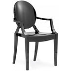 Lot de 2 chaises empilables en lucite transparentes pour cuisine, terrasse, salle à manger, salon, chambre, fête, avec dossier ovale, bureau
