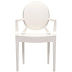 Lot de 2 chaises empilables en lucite transparentes pour cuisine, terrasse, salle à manger, salon, chambre, fête, avec dossier ovale, bureau