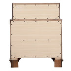 Table de chevet traditionnelle à trois tiroirs, deux niveaux et poignées métalliques
