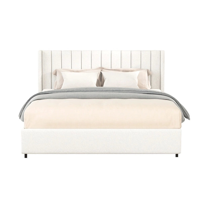 Lit plateforme capitonné en boucle avec tiroir, taille Queen Size