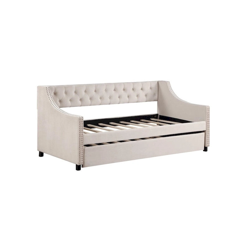 Lit de repos pleine grandeur avec lit gigogne Rembourré Capitonnage avec boutons