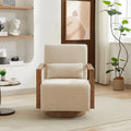 Fauteuil d'appoint moderne pivotant 30,3 W avec accoudoirs en bois massif