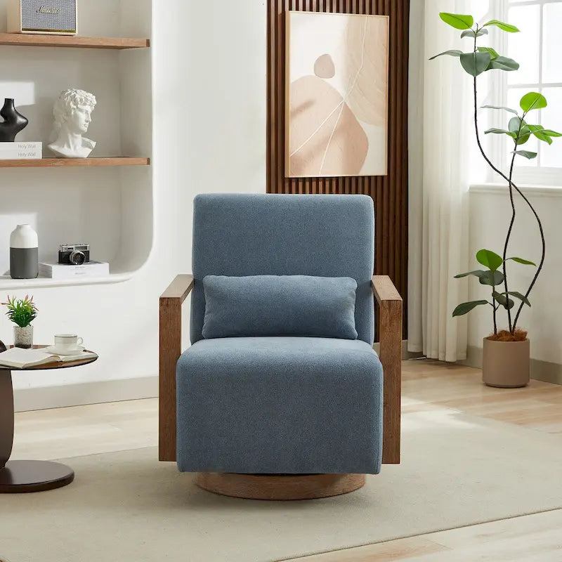 Fauteuil d'appoint moderne pivotant 30,3 W avec accoudoirs en bois massif