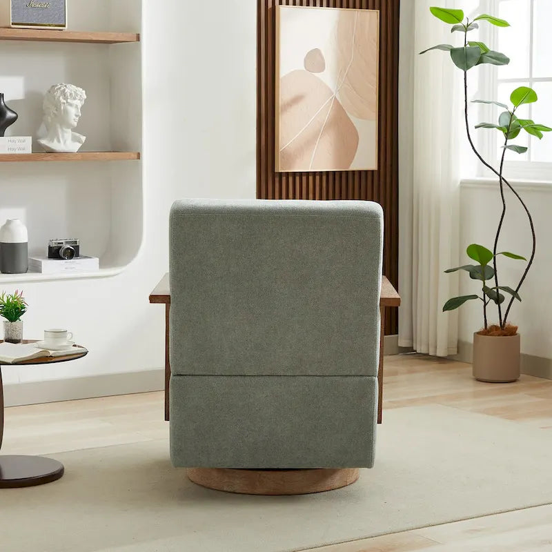 Fauteuil d'appoint moderne pivotant 30,3 W avec accoudoirs en bois massif
