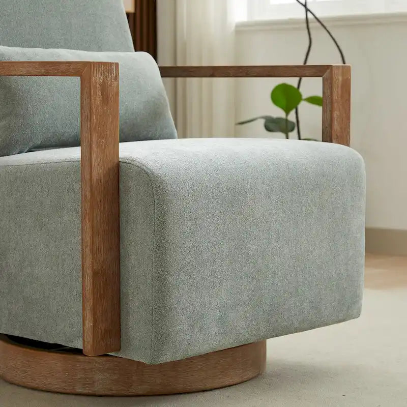 Fauteuil d'appoint moderne pivotant 30,3 W avec accoudoirs en bois massif