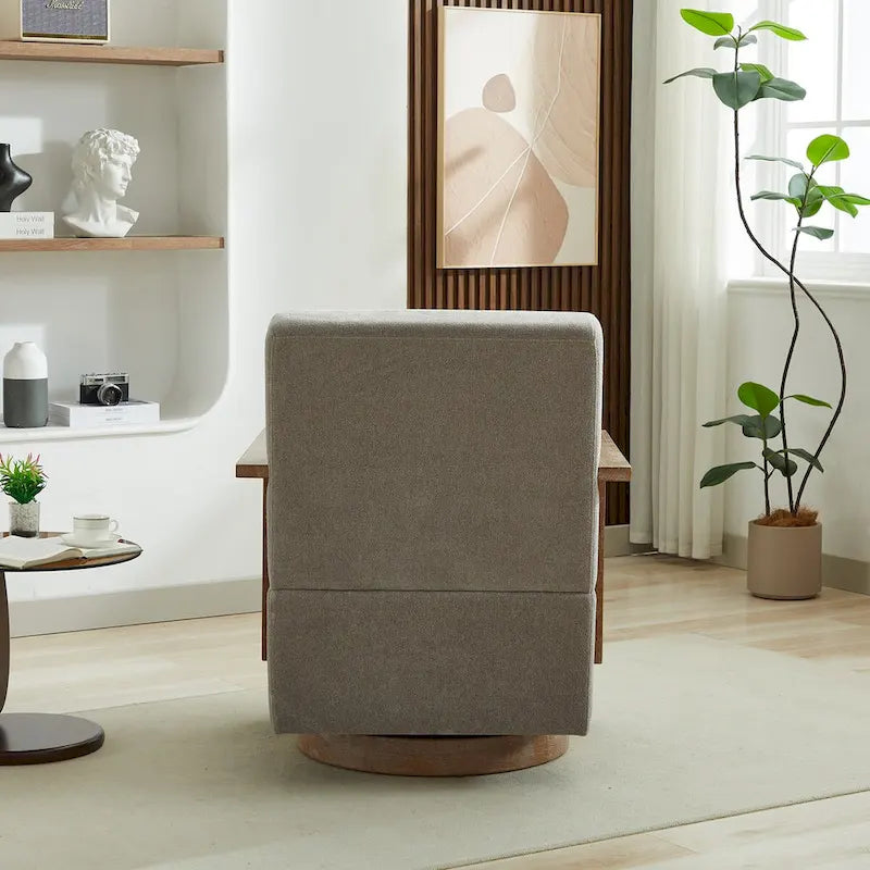 Fauteuil d'appoint moderne pivotant 30,3 W avec accoudoirs en bois massif