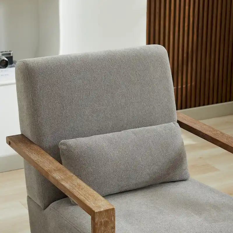 Fauteuil d'appoint moderne pivotant 30,3 W avec accoudoirs en bois massif