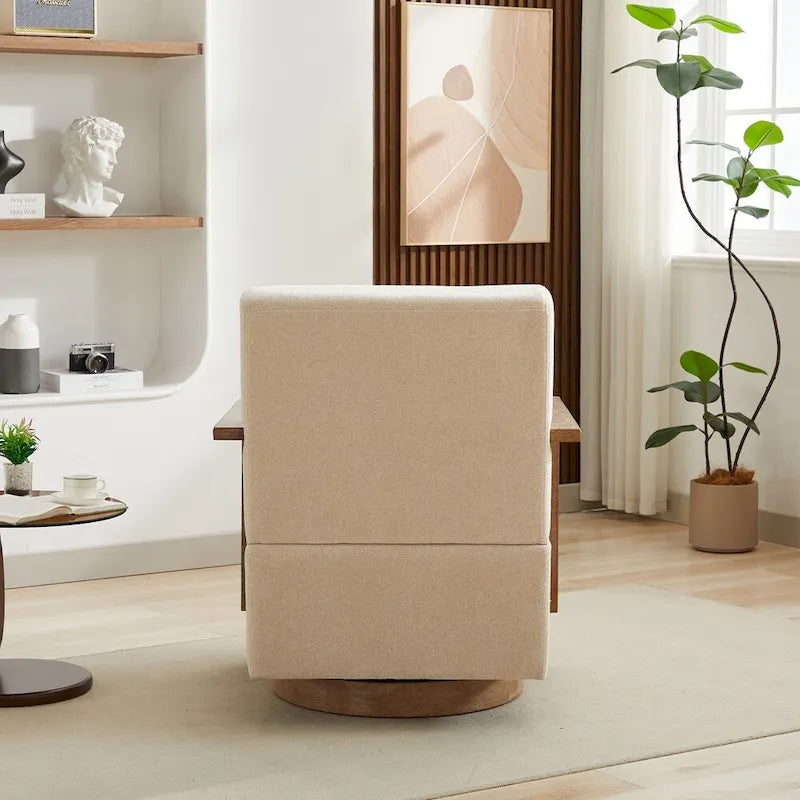 Fauteuil d'appoint moderne pivotant 30,3 W avec accoudoirs en bois massif