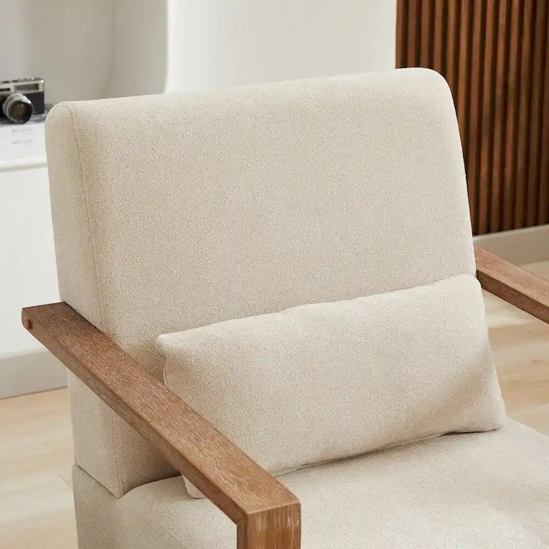 Fauteuil d'appoint moderne pivotant 30,3 W avec accoudoirs en bois massif