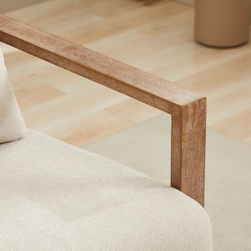 Fauteuil d'appoint moderne pivotant 30,3 W avec accoudoirs en bois massif