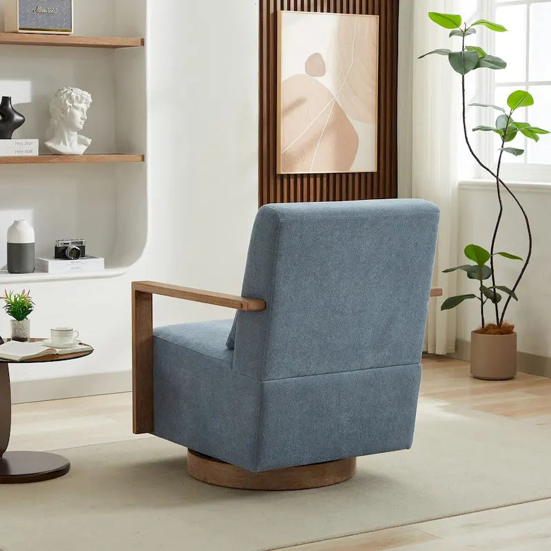 Fauteuil d'appoint moderne pivotant 30,3 W avec accoudoirs en bois massif