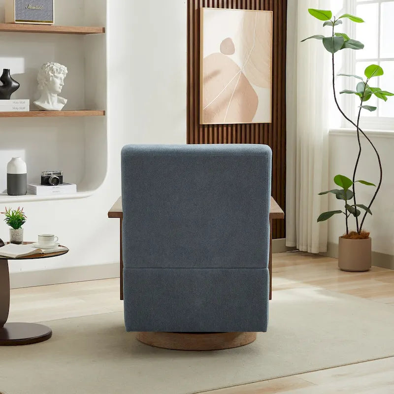 Fauteuil d'appoint moderne pivotant 30,3 W avec accoudoirs en bois massif
