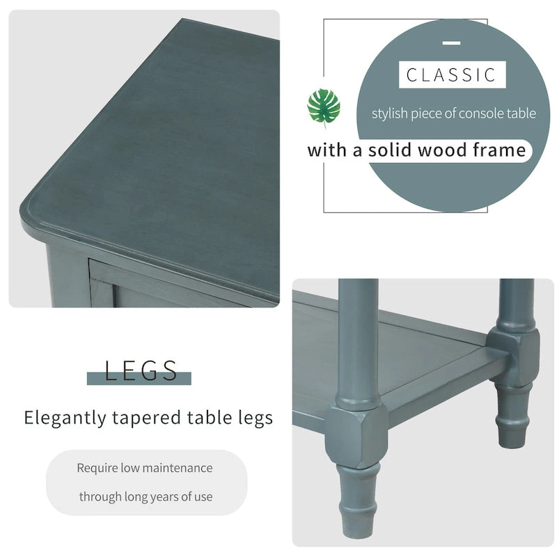 Console étroite Table de canapé mince avec 3 tiroirs et étagère inférieure