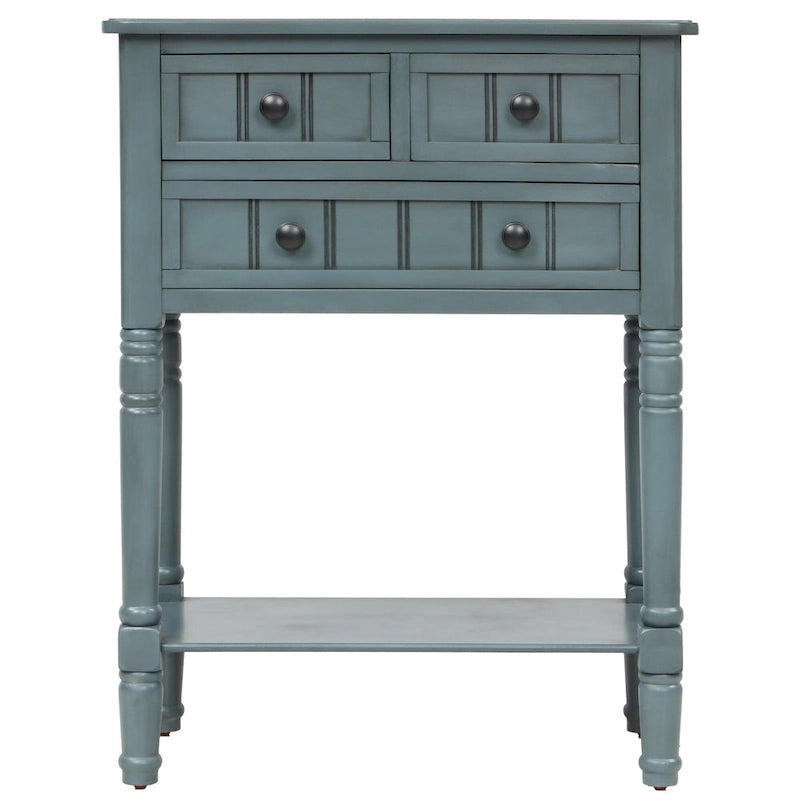Console étroite Table de canapé mince avec 3 tiroirs et étagère inférieure