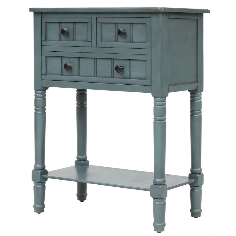 Console étroite Table de canapé mince avec 3 tiroirs et étagère inférieure