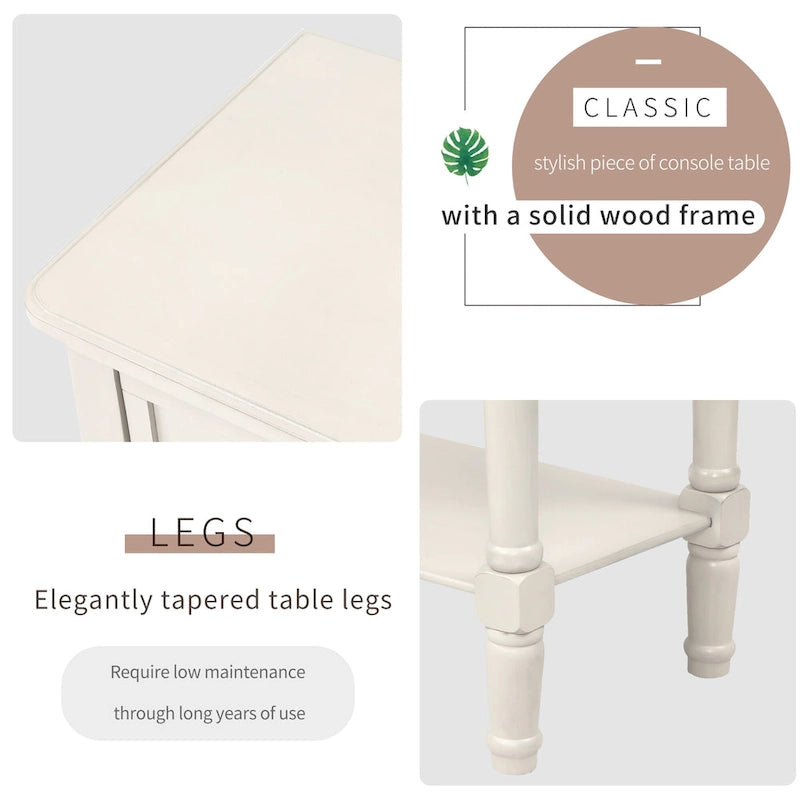 Console étroite Table de canapé mince avec 3 tiroirs et étagère inférieure