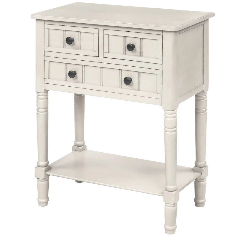 Console étroite Table de canapé mince avec 3 tiroirs et étagère inférieure