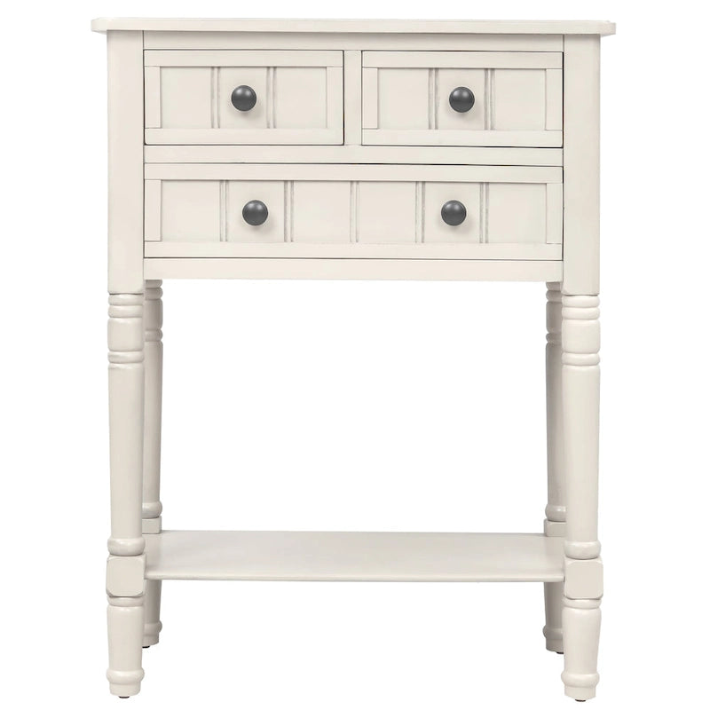 Console étroite Table de canapé mince avec 3 tiroirs et étagère inférieure