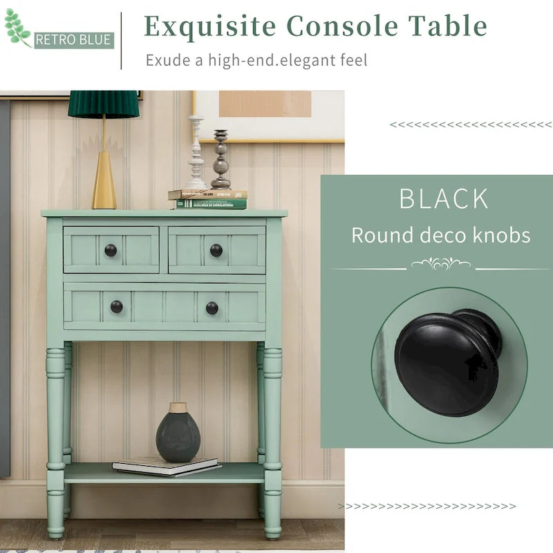 Console étroite Table de canapé mince avec 3 tiroirs et étagère inférieure