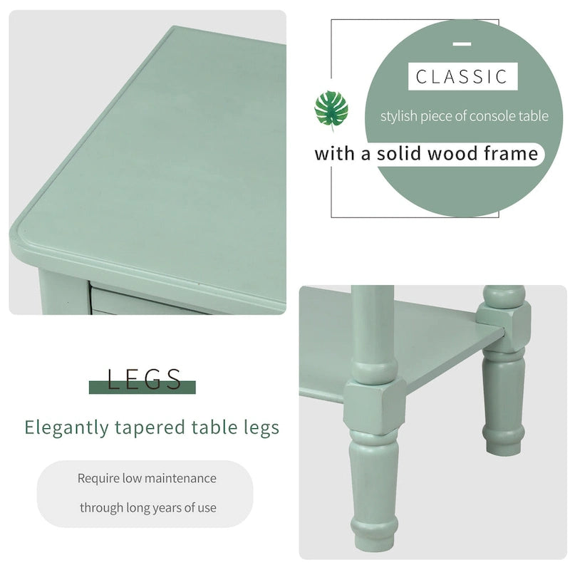 Console étroite Table de canapé mince avec 3 tiroirs et étagère inférieure