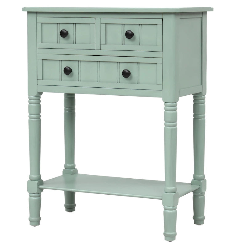 Console étroite Table de canapé mince avec 3 tiroirs et étagère inférieure
