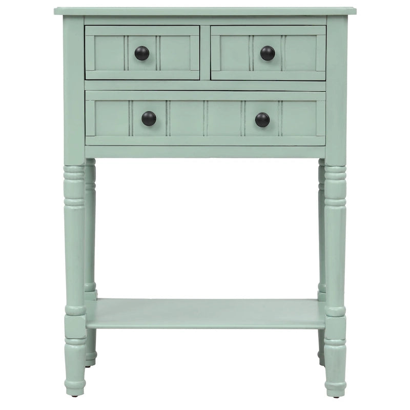 Console étroite Table de canapé mince avec 3 tiroirs et étagère inférieure