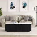 Table basse rectangulaire de 122 cm de large avec plateau en faux marbre - 120,6 cm de large