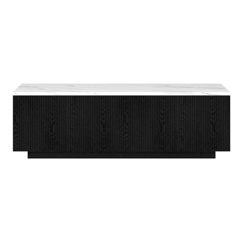 Table basse rectangulaire de 122 cm de large avec plateau en faux marbre - 120,6 cm de large