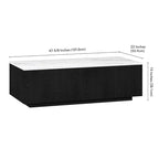 Table basse rectangulaire de 122 cm de large avec plateau en faux marbre - 120,6 cm de large