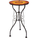 Table d'appoint en verre et métal de 22 po, motif tournesol, par
