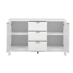 Meuble d'entrée moderne à design ondulé avec 3 étagères réglables, Console de rangement à 2 portes avec 3 tiroirs
