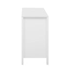 Meuble d'entrée moderne à design ondulé avec 3 étagères réglables, Console de rangement à 2 portes avec 3 tiroirs