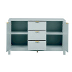 Meuble d'entrée moderne à design ondulé avec 3 étagères réglables, Console de rangement à 2 portes avec 3 tiroirs