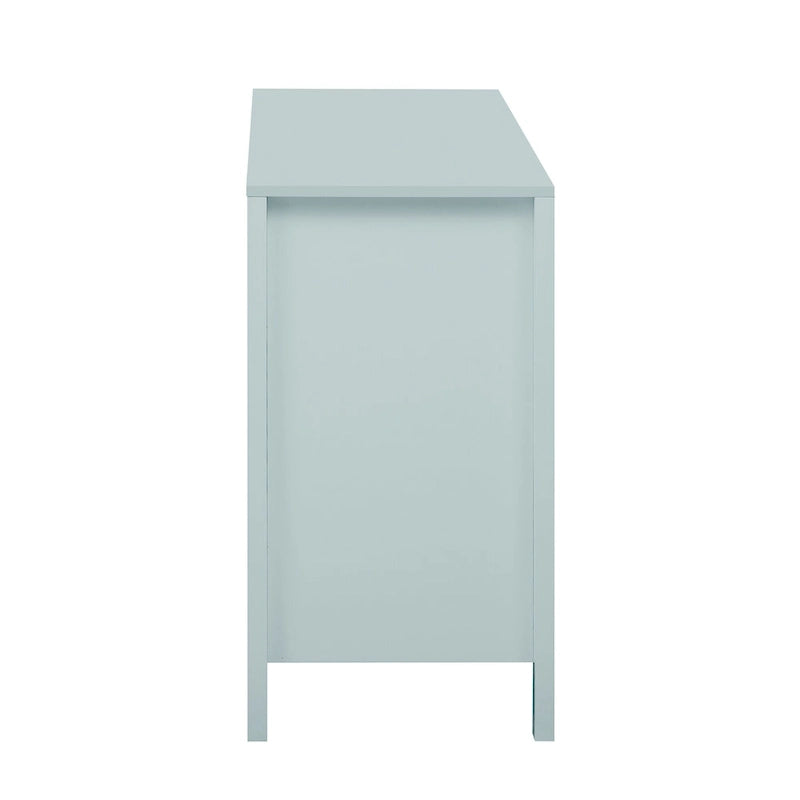 Meuble d'entrée moderne à design ondulé avec 3 étagères réglables, Console de rangement à 2 portes avec 3 tiroirs
