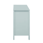 Meuble d'entrée moderne à design ondulé avec 3 étagères réglables, Console de rangement à 2 portes avec 3 tiroirs