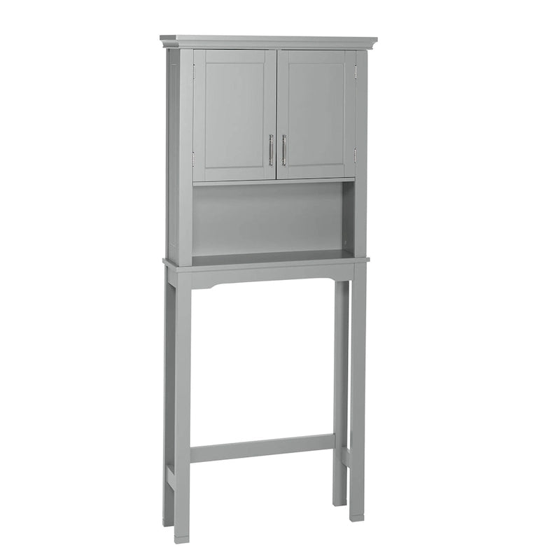 Meuble de rangement mural de salle de bain avec étagère réglable à placer au-dessus des toilettes – Gris