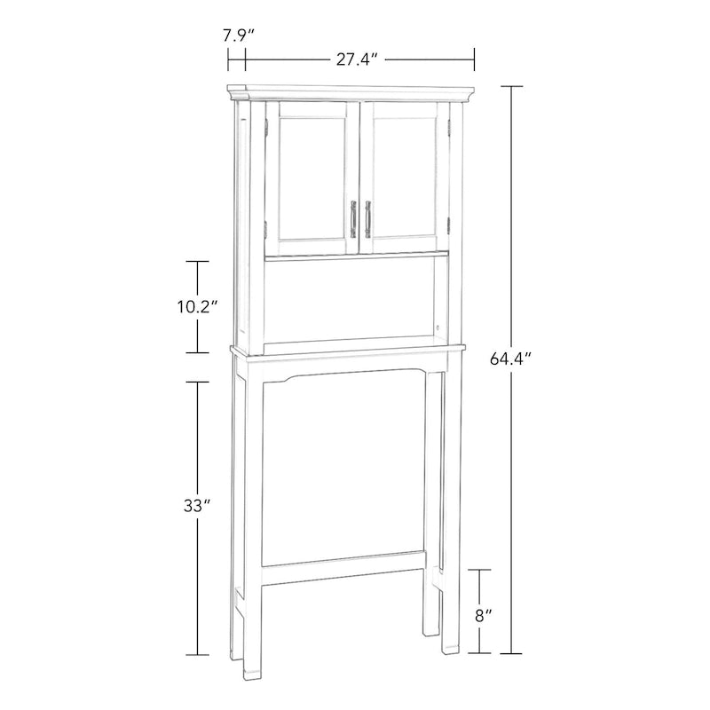 Meuble de rangement mural de salle de bain avec étagère réglable à placer au-dessus des toilettes – Gris