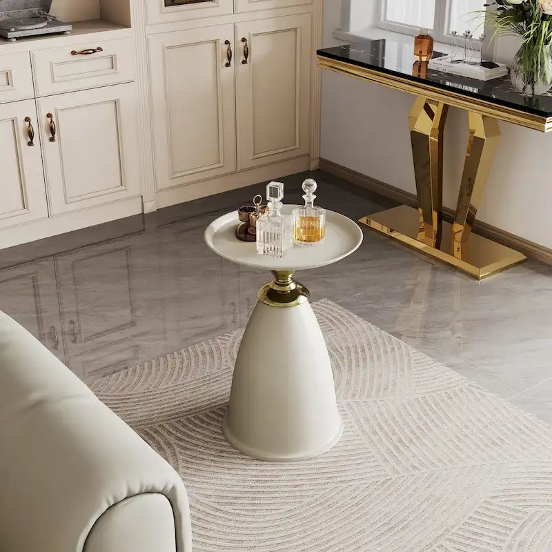 Table d'appoint de luxe en fer, table d'appoint ronde minimaliste pour petit espace