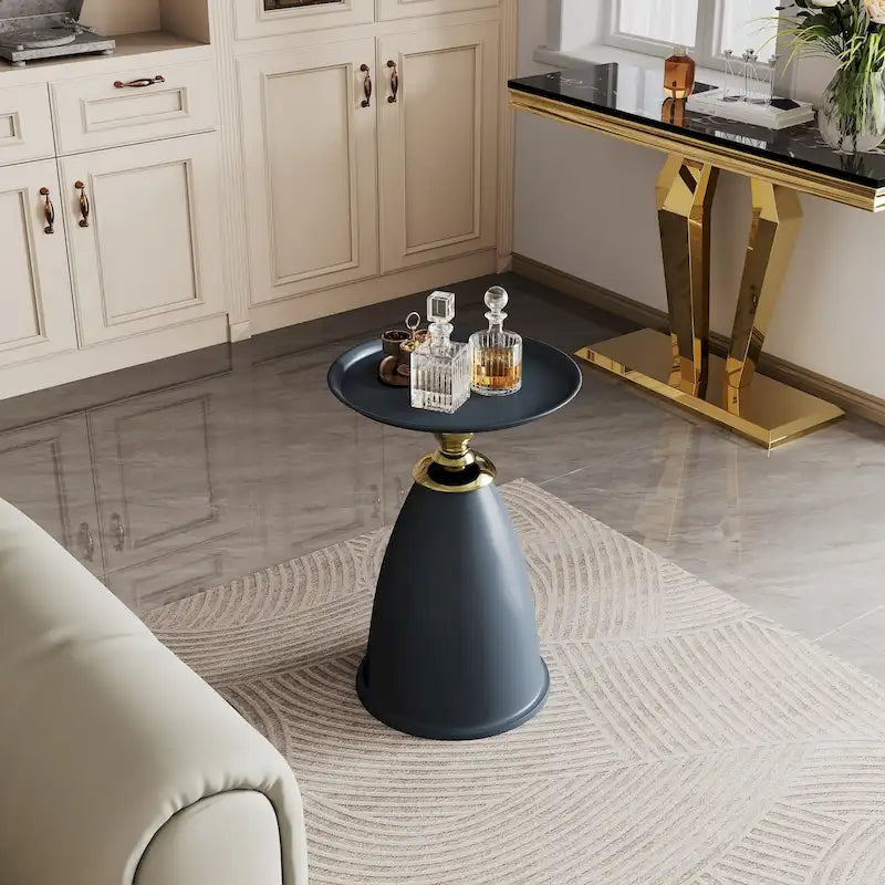 Table d'appoint de luxe en fer, table d'appoint ronde minimaliste pour petit espace